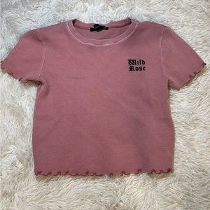 Pink Crop Top, Lettuce Edge sleeves